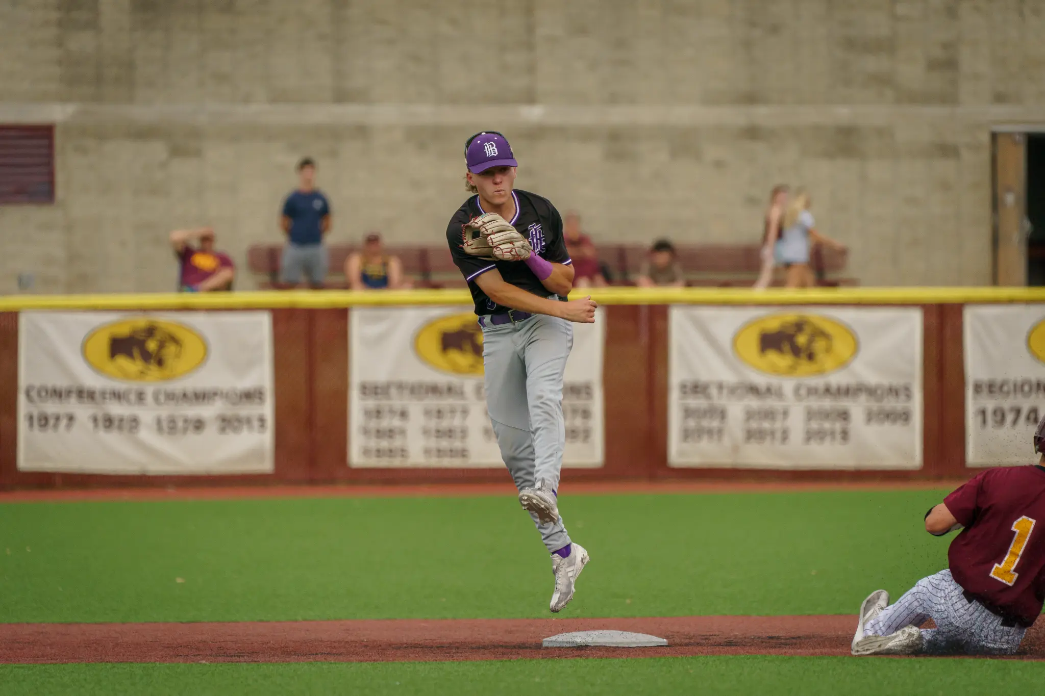 Reid Walker turning a double play mid-air